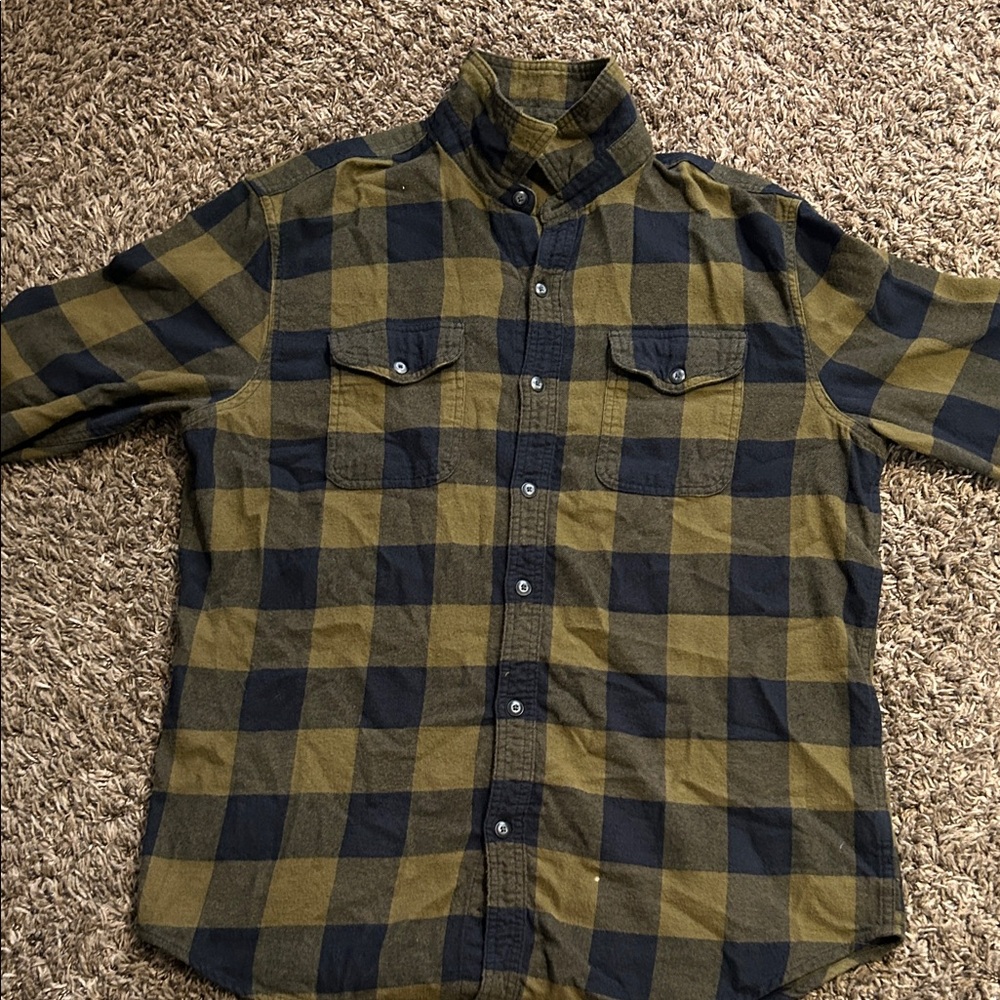 Sonoma Men's Black and Green Checkered Shirt